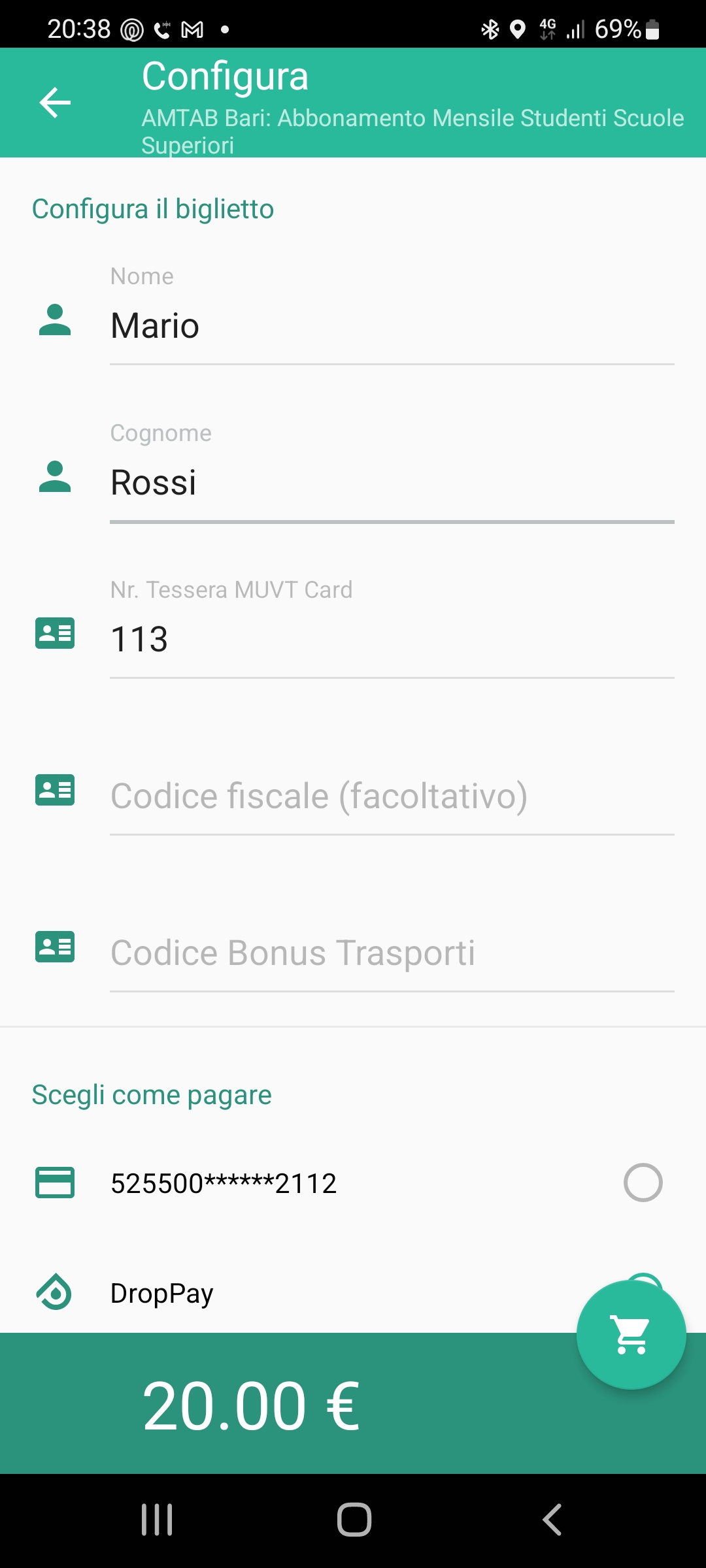 bonus trasporti screenshot app dropticket